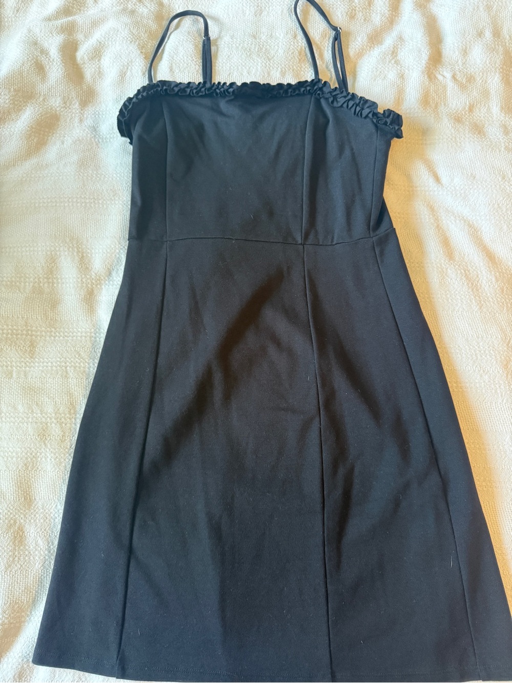 Forever 21 Black Ruffle-Trim Spaghetti Strap Mini Dress